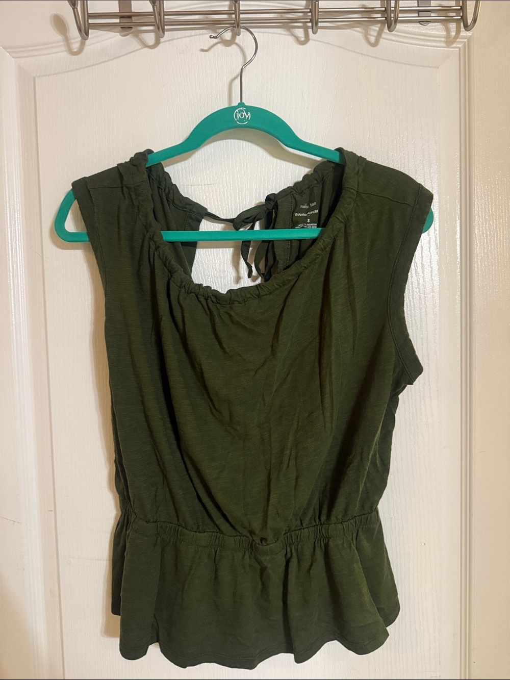 Banana Republic Olive Green Sleeveless Peplum Top